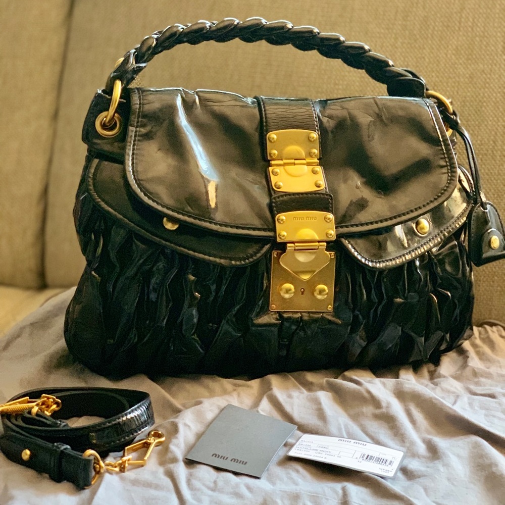 Miu Miu black patent leather bag